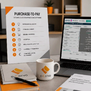 Infographie des 7 étapes clés du processus Purchase-to-Pay (P2P)